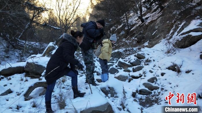 圖為工作人員發(fā)現(xiàn)疑似放歸雪豹的痕跡(資料圖)。　內(nèi)蒙古賀蘭山國(guó)家級(jí)自然保護(hù)區(qū)供圖