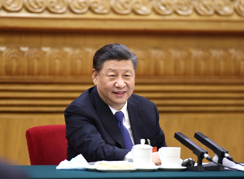 2021年3月5日，習(xí)近平總書記參加十三屆全國人大四次會議內(nèi)蒙古代表團(tuán)的審議。