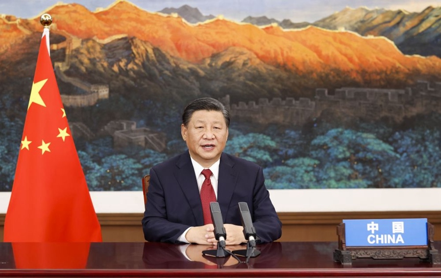 2021年9月21日，國(guó)家主席習(xí)近平在北京以視頻方式出席第七十六屆聯(lián)合國(guó)大會(huì)一般性辯論并發(fā)表題為《堅(jiān)定信心 共克時(shí)艱 共建更加美好的世界》的重要講話(huà)。