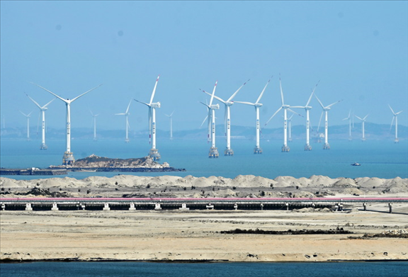 2021年3月9日，三峽福清興化灣海上風電場。新華社記者 林善傳 攝