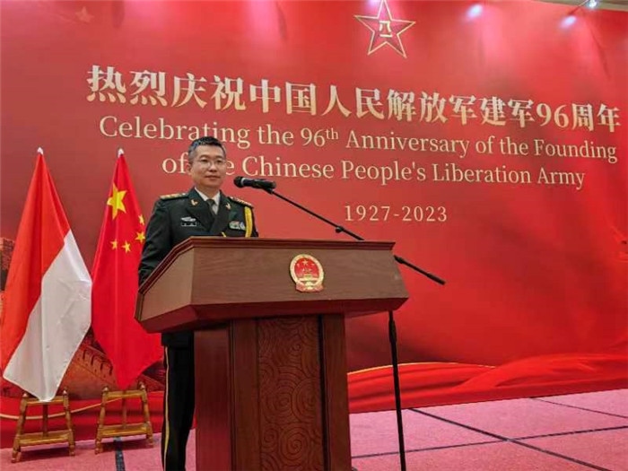 圖為徐勝武官致辭。中國駐印度尼西亞使館供圖