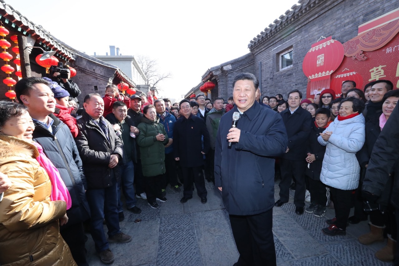2019年2月1日，習(xí)近平總書記在前門東區(qū)草廠四條胡同給大家拜年，并向全國各族人民致以新春祝福。