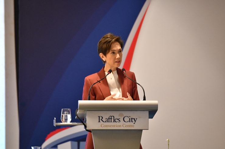 新加坡通訊及新聞部長(zhǎng)兼內(nèi)政部第二部長(zhǎng)楊莉明。新加坡南洋理工大學(xué)供圖
