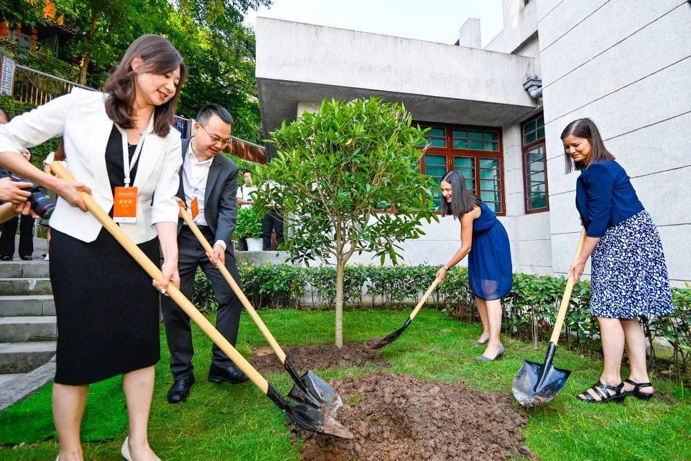 2023年8月8日，重慶史迪威博物館，史迪威將軍后代和朱德同志后代共植友誼樹。