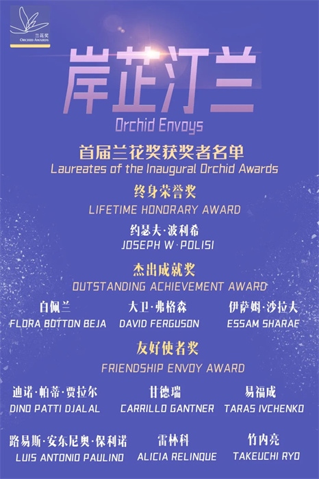 首屆蘭花獎獲獎者名單。 巴西圣保羅州立大學孔子學院供圖。（來源：人民畫報）