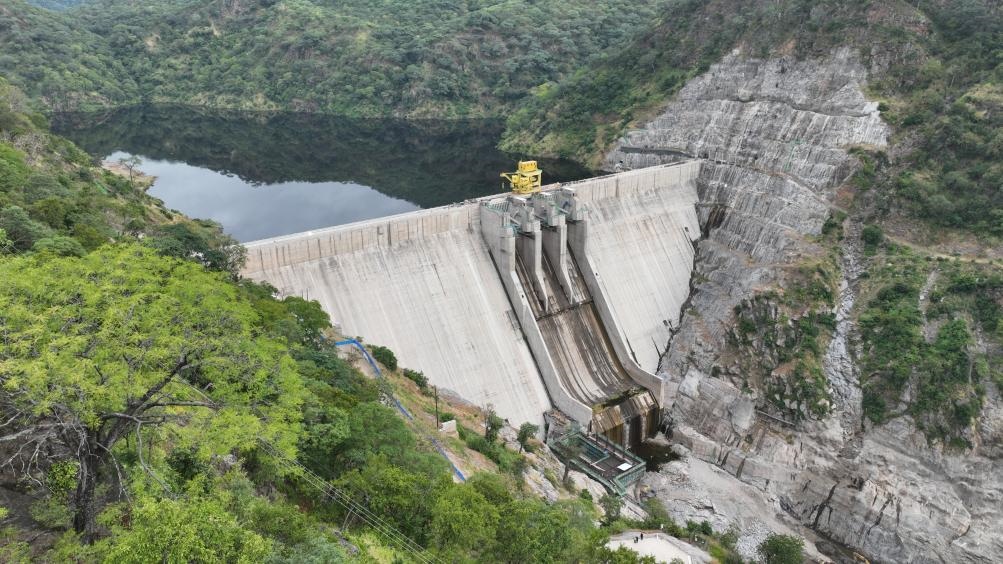 3月23日，航拍的下凱富峽水電站大壩。