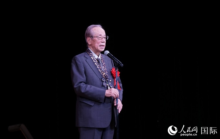 日本前首相福田康夫發(fā)表致辭。人民網 蔣曉辰攝