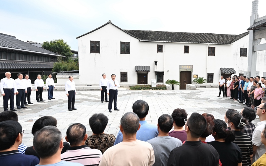 9月20日下午，習(xí)近平總書記在楓橋經(jīng)驗(yàn)陳列館考察。新華社記者 燕雁 攝