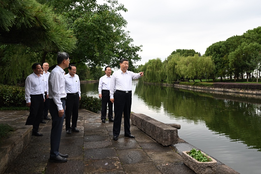 9月20日下午，習(xí)近平總書記在浙東運(yùn)河文化園考察。新華社記者 謝環(huán)馳 攝
