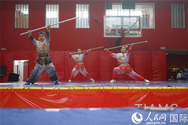 圖為開幕式現(xiàn)場(chǎng)兒童武術(shù)表演。人民網(wǎng)記者 許放攝