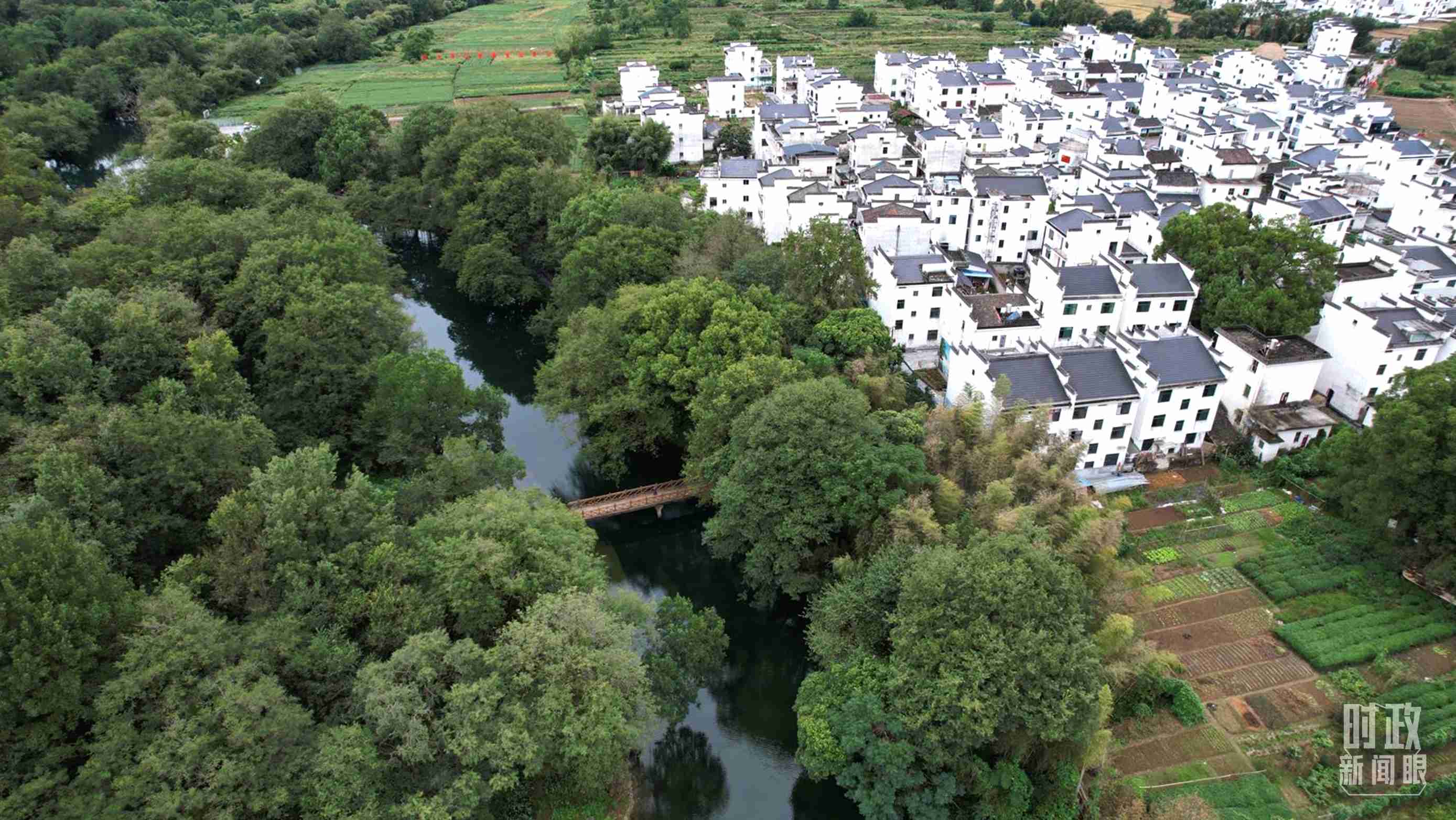 △位于饒河源國家濕地公園中心地帶的石門村。（總臺央視記者范凱拍攝）