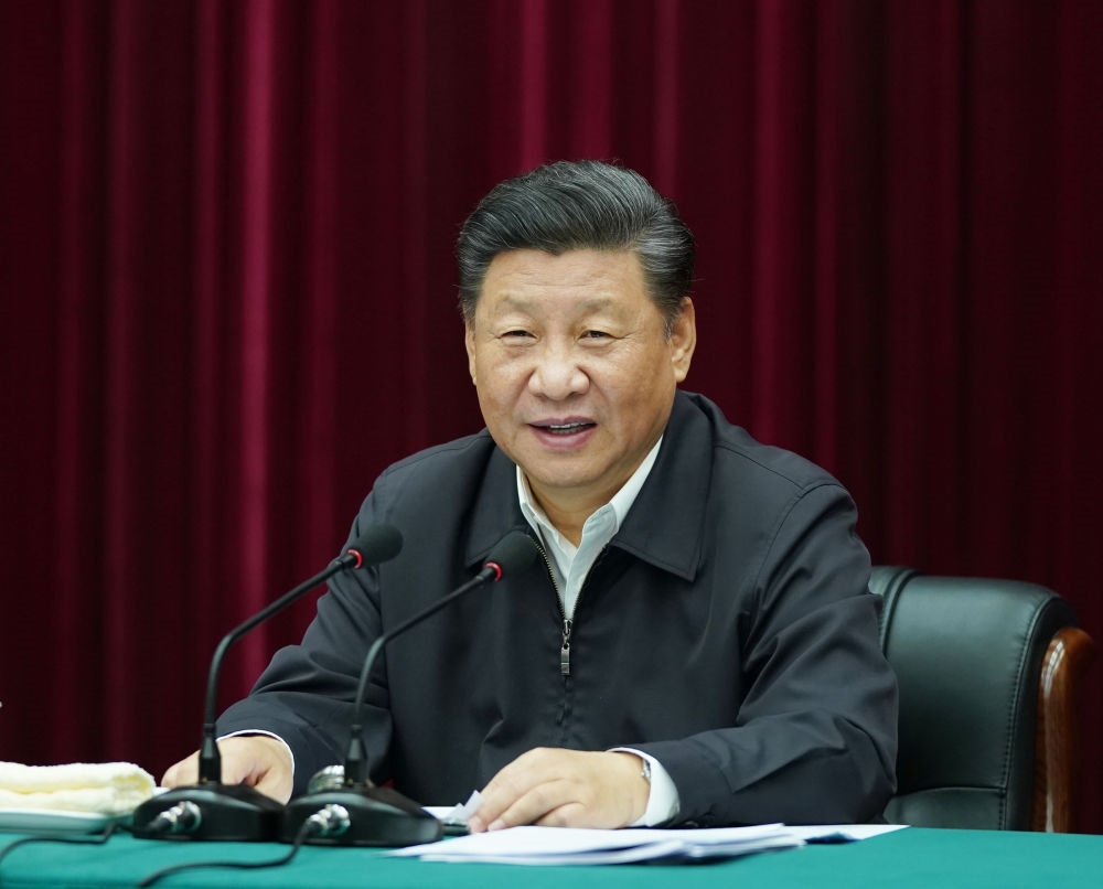 2019年9月18日上午，中共中央總書記、國家主席、中央軍委主席習近平在鄭州主持召開黃河流域生態(tài)保護和高質(zhì)量發(fā)展座談會并發(fā)表重要講話。新華社記者 謝環(huán)馳 攝