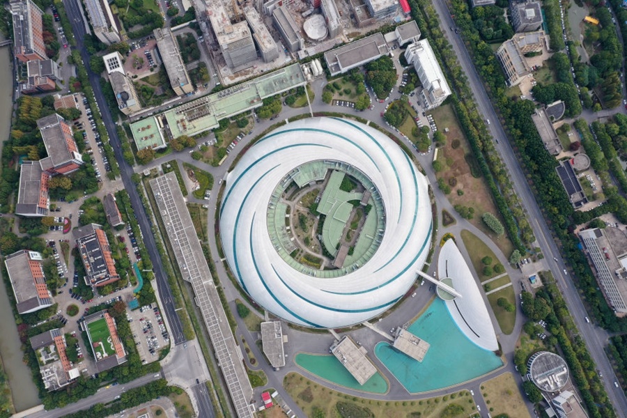 位于上海張江科學城的國家大科學裝置上海光源（2020年10月26日攝，無人機照片）。