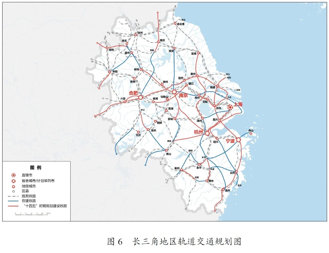 《中華人民共和國(guó)國(guó)民經(jīng)濟(jì)和社會(huì)發(fā)展第十四個(gè)五年規(guī)劃和2035年遠(yuǎn)景目標(biāo)綱要》長(zhǎng)三角地區(qū)軌道交通規(guī)劃圖 新華社發(fā)