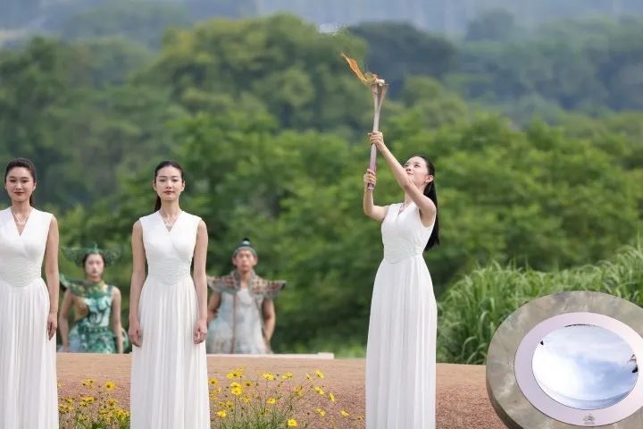 杭州亞運會火種在良渚成功采集。記者 呂之遙 攝