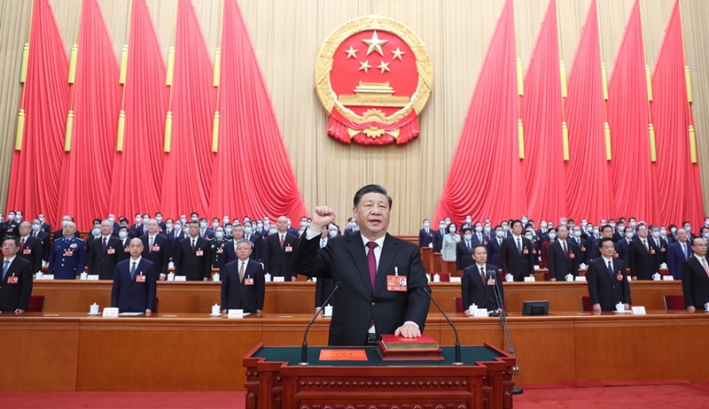 2023年3月10日，習(xí)近平進(jìn)行憲法宣誓。