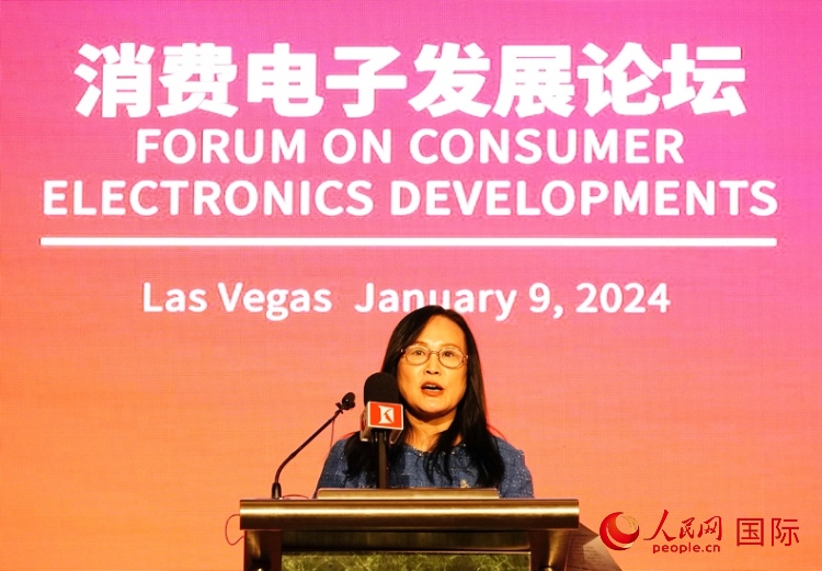 中國機(jī)電產(chǎn)品進(jìn)出口商會副會長劉春致辭。人民網(wǎng)記者 鄧圩攝