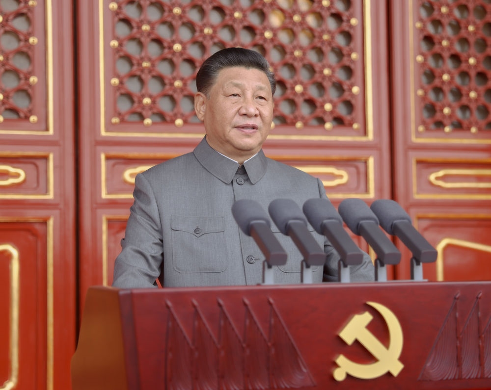 2021年7月1日，慶祝中國(guó)共產(chǎn)黨成立100周年大會(huì)在北京天安門(mén)廣場(chǎng)隆重舉行。習(xí)近平發(fā)表重要講話。新華社記者 鞠鵬 攝
