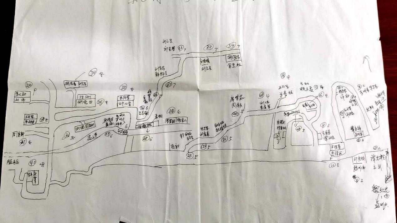 姚國生的手繪地圖上，密密麻麻地記錄著脫貧戶人員信息。人民網(wǎng)記者 邱燁攝。