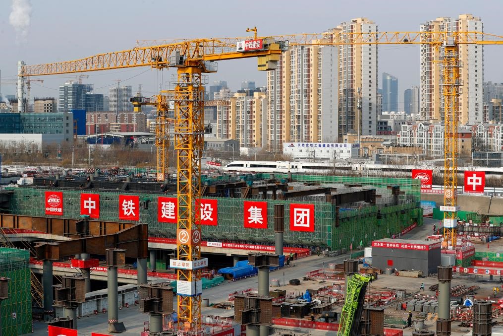 2月2日，北京城市副中心站綜合交通樞紐工程建設(shè)現(xiàn)場(chǎng)。新華社記者 李木子 攝