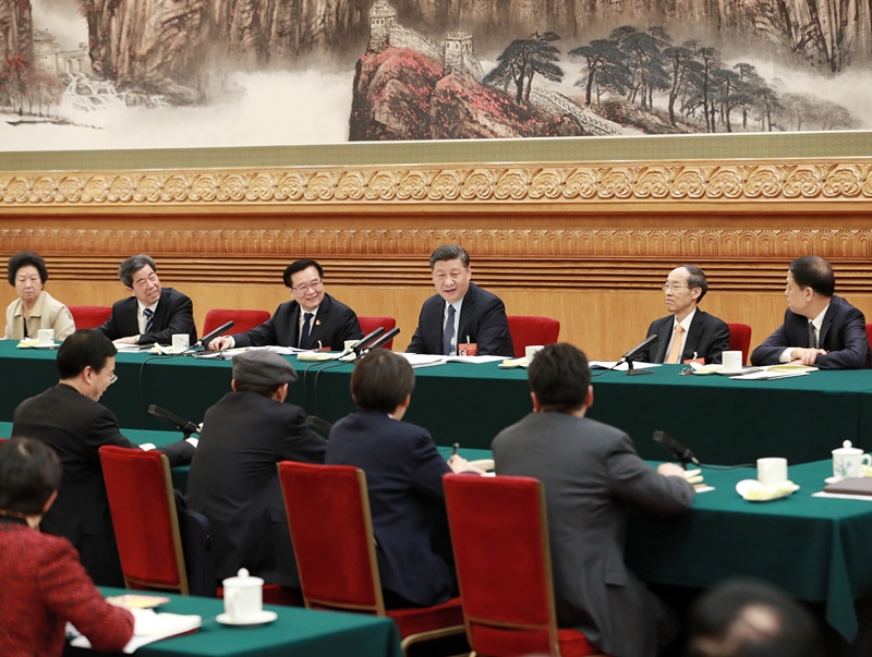 2019年3月8日，習(xí)近平總書記參加十三屆全國人大二次會議河南代表團的審議。