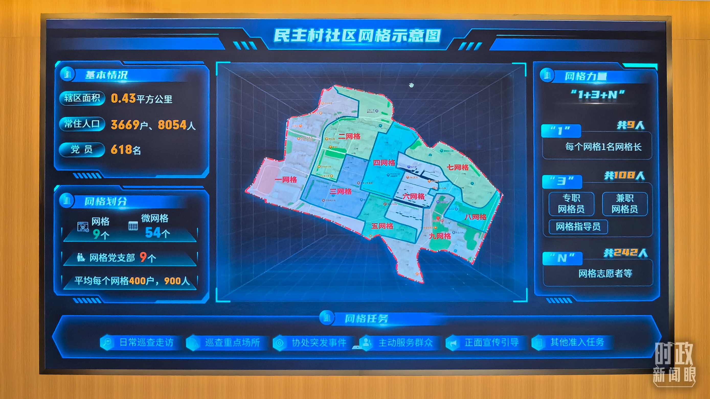 △民主村社區(qū)網格示意圖。（總臺央視記者邢彬拍攝）
