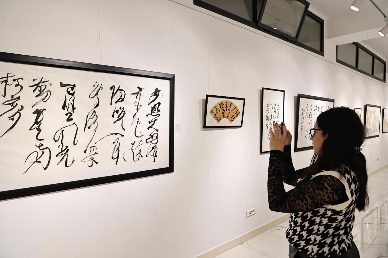 觀眾參觀書法展。拉巴特中國文化中心供圖