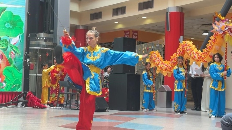 羅馬尼亞人舞龍舞獅隊(duì)進(jìn)行精彩表演。中國(guó)駐羅馬尼亞大使館領(lǐng)僑處供圖