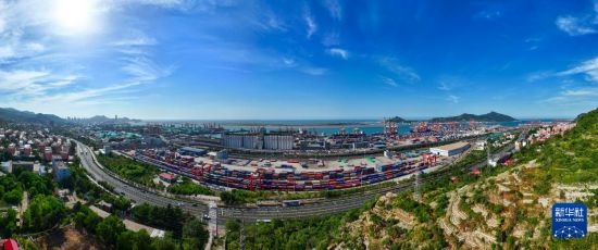 這是6月26日拍攝的中哈連云港物流合作基地（無人機照片）。新華社記者 季春鵬 攝