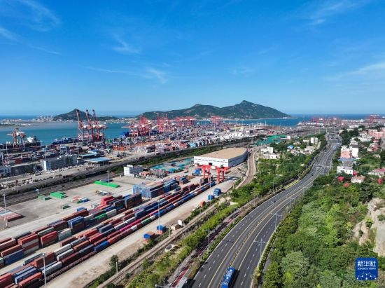 這是6月26日拍攝的中哈連云港物流合作基地（無人機照片）。新華社記者 季春鵬 攝