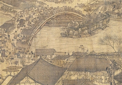 中國畫《清明上河圖》（局部），作者為北宋張擇端。 故宮博物院藏