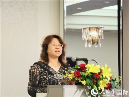 中國駐日本大使館經(jīng)濟(jì)商務(wù)公使羅曉梅致辭。人民網(wǎng) 許可攝