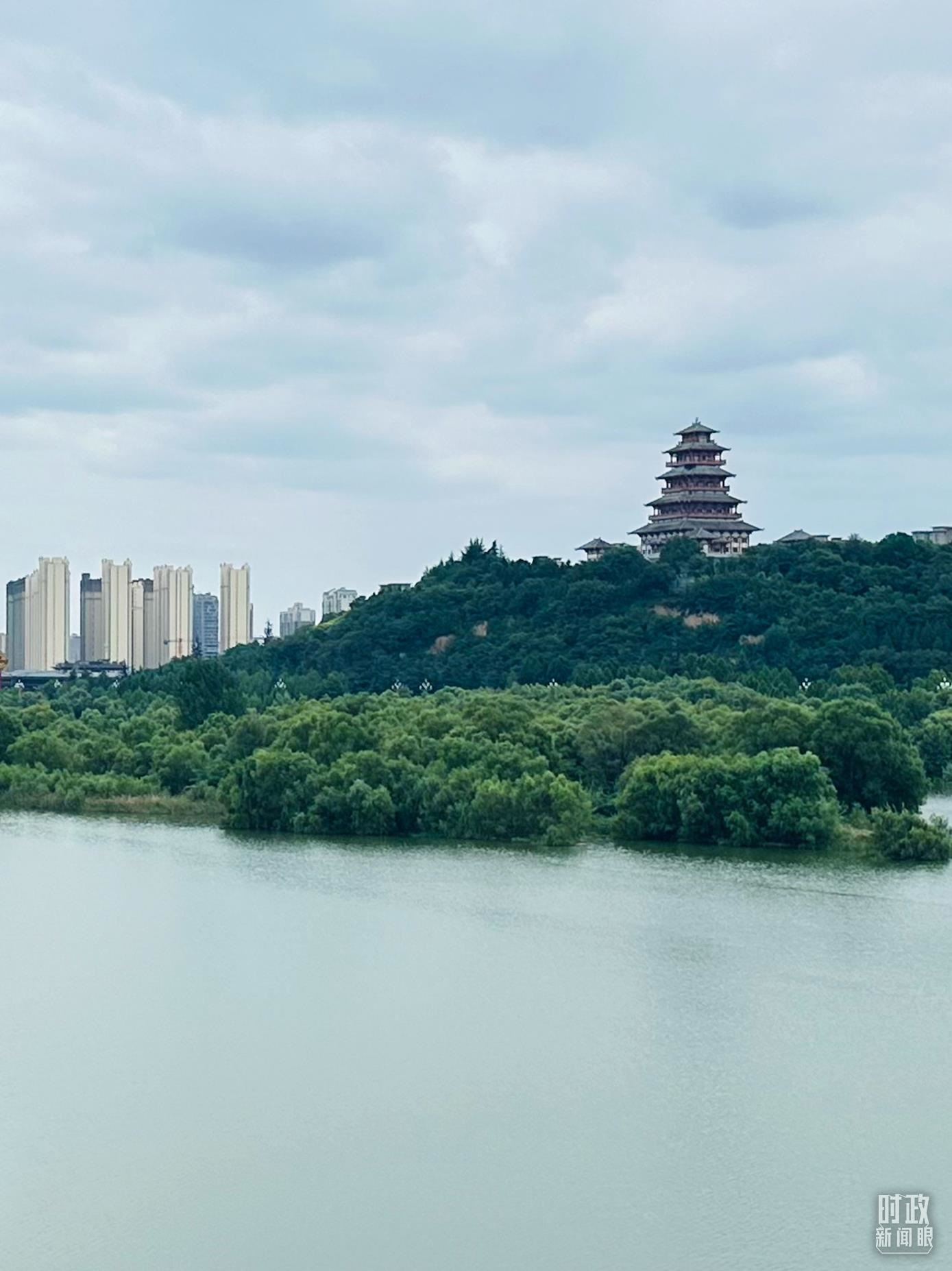 △渭河寶雞段長224公里，目前建成17處渭河灘區(qū)生態(tài)涵養(yǎng)區(qū)。（總臺(tái)央視記者范一鳴拍攝）