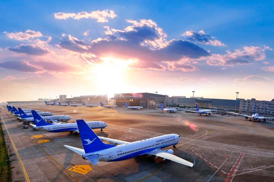 這是如今廈門航空的機隊照片。（廈門航空有限公司供圖）