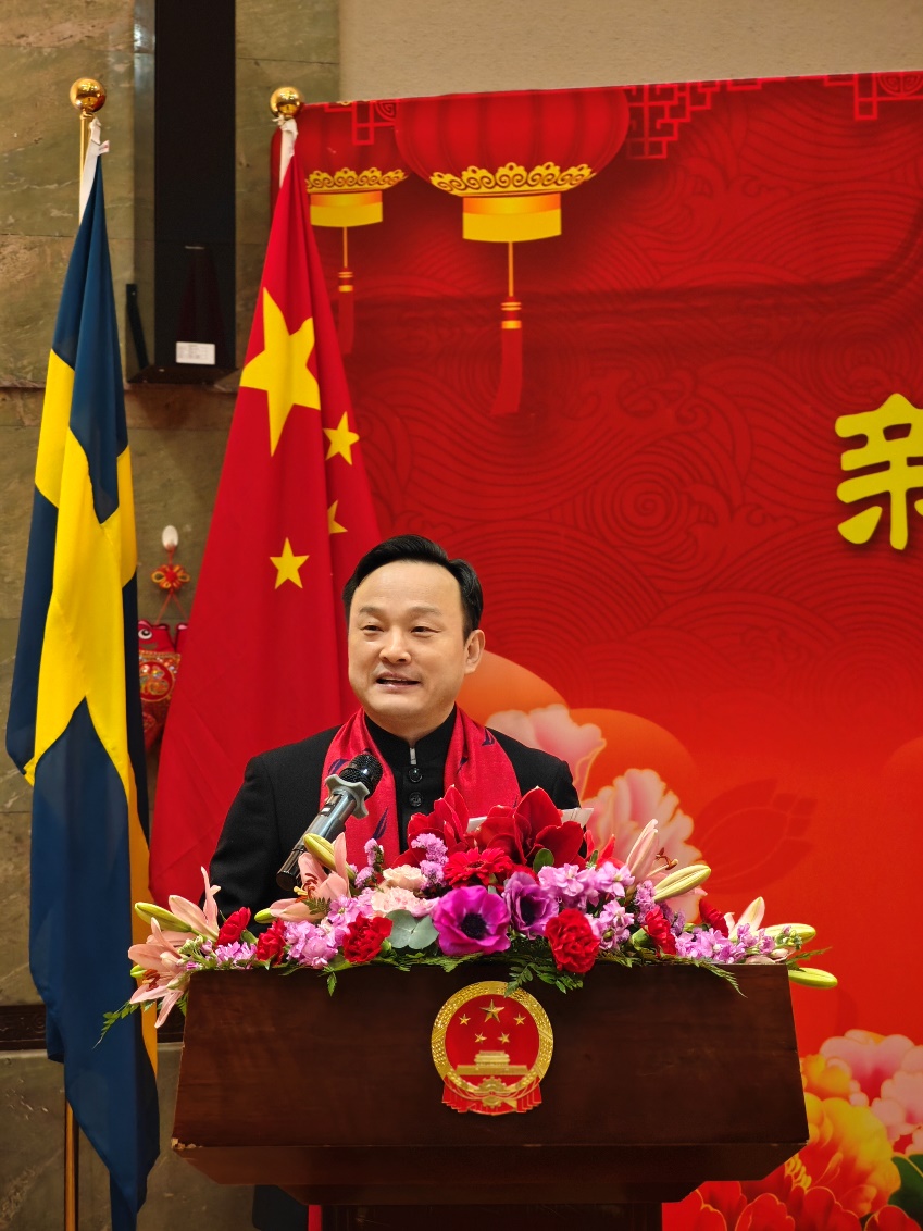 中國(guó)駐哥德堡總領(lǐng)事楊培棟致辭。中國(guó)駐哥德堡總領(lǐng)館供圖