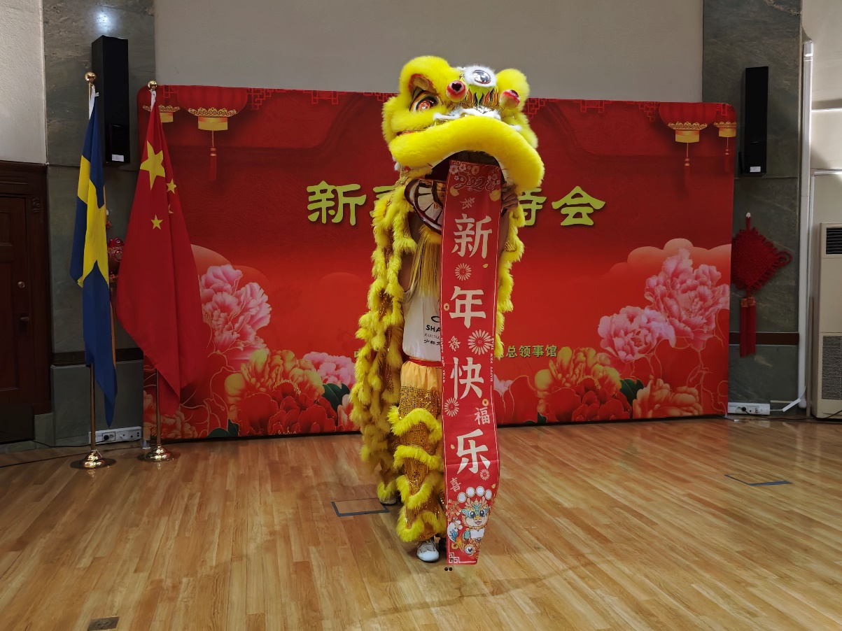開(kāi)場(chǎng)舞獅表演。中國(guó)駐哥德堡總領(lǐng)館供圖