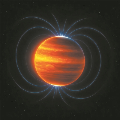 木星磁場(chǎng)（藝術(shù)圖）。圖片來源：物理學(xué)家組織網(wǎng)