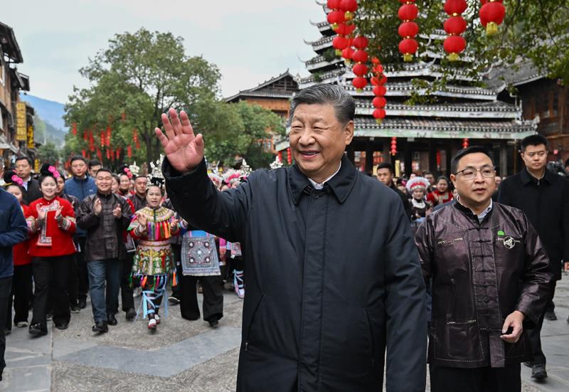 △2025年3月17日，習(xí)近平總書記在貴州黎平縣肇興侗寨考察。